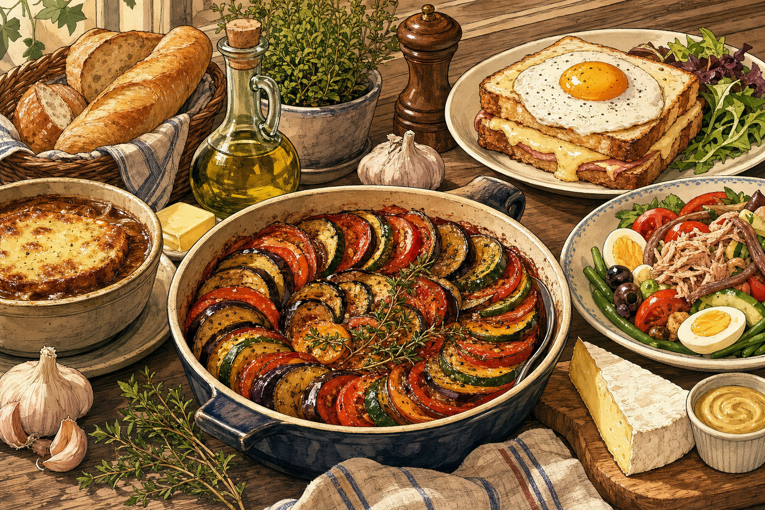 France food culture illustration