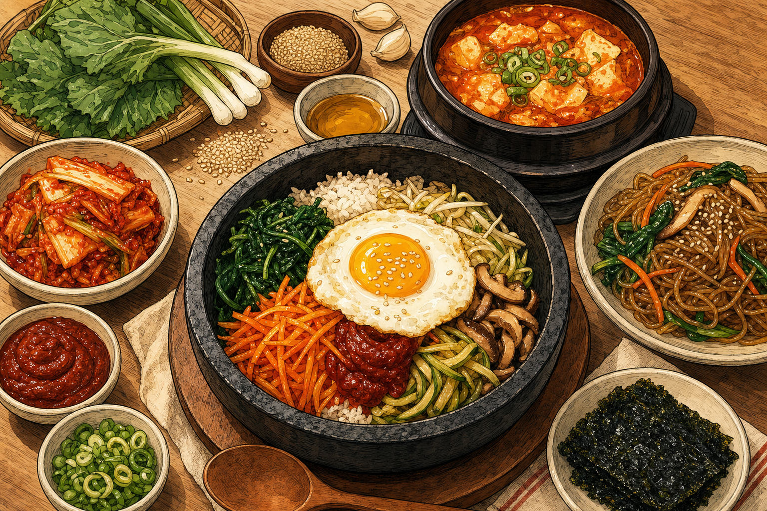 Korea food culture illustration