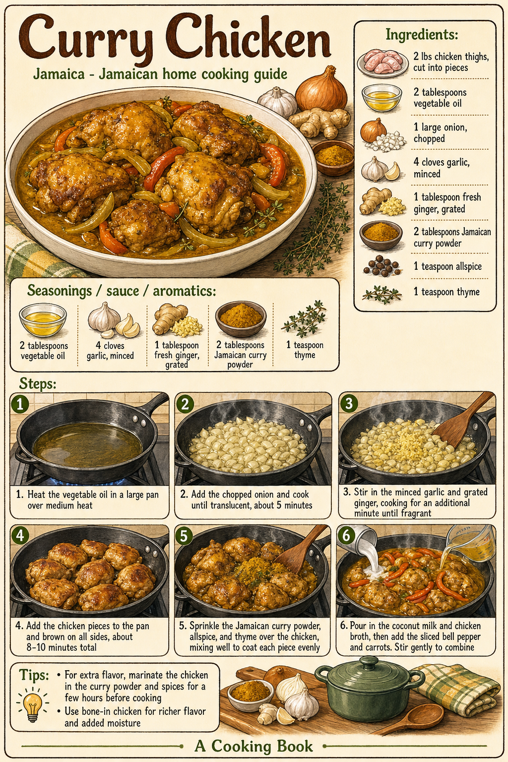Curry Chicken illustrated step-by-step cooking guide