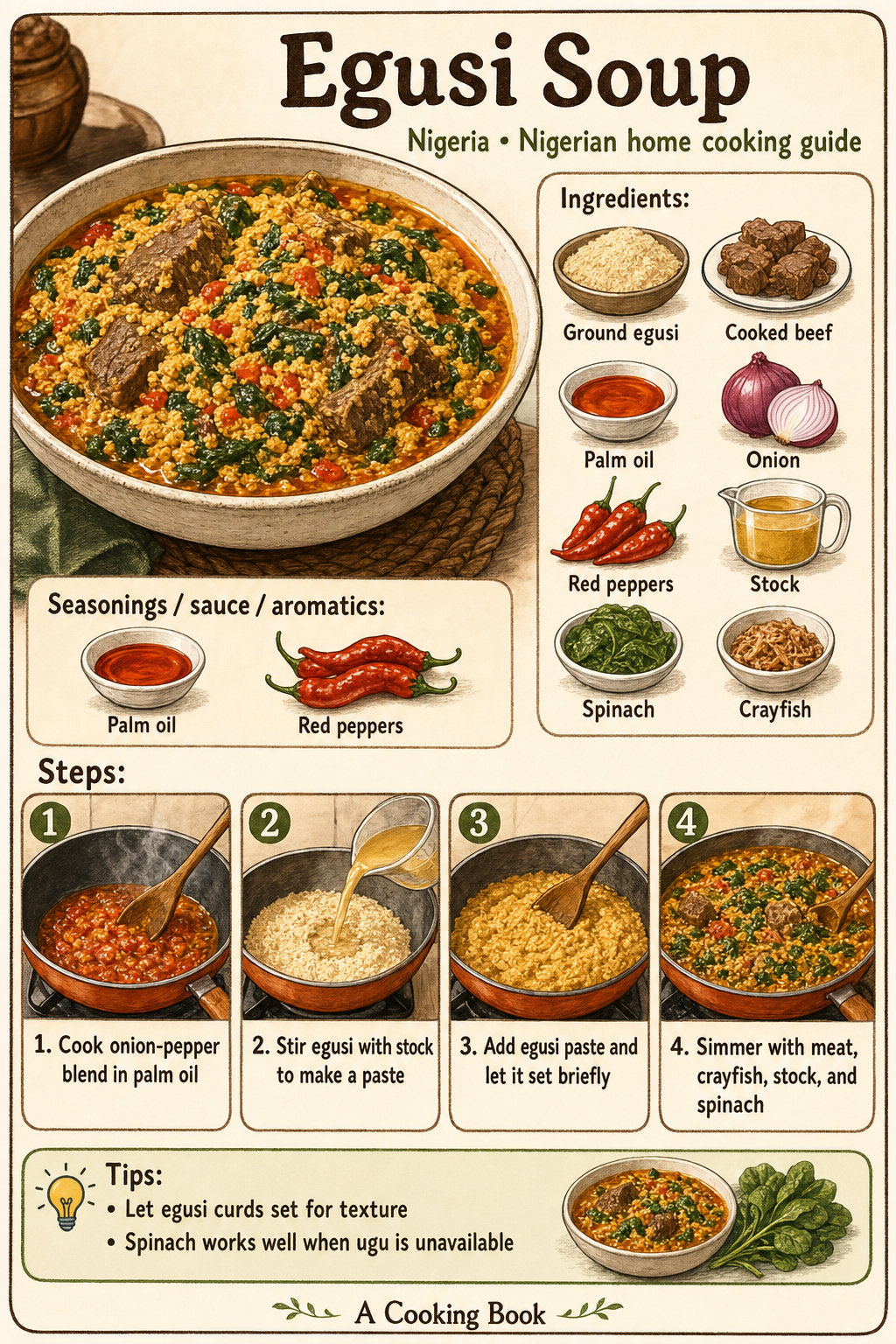 Egusi Soup illustrated step-by-step cooking guide