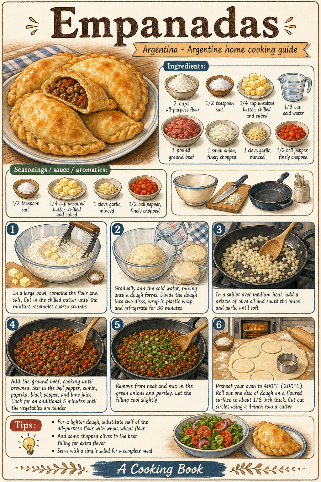 Empanadas illustrated step-by-step cooking guide