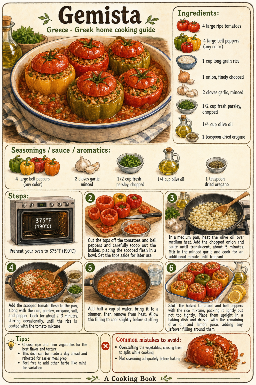 Gemista illustrated step-by-step cooking guide