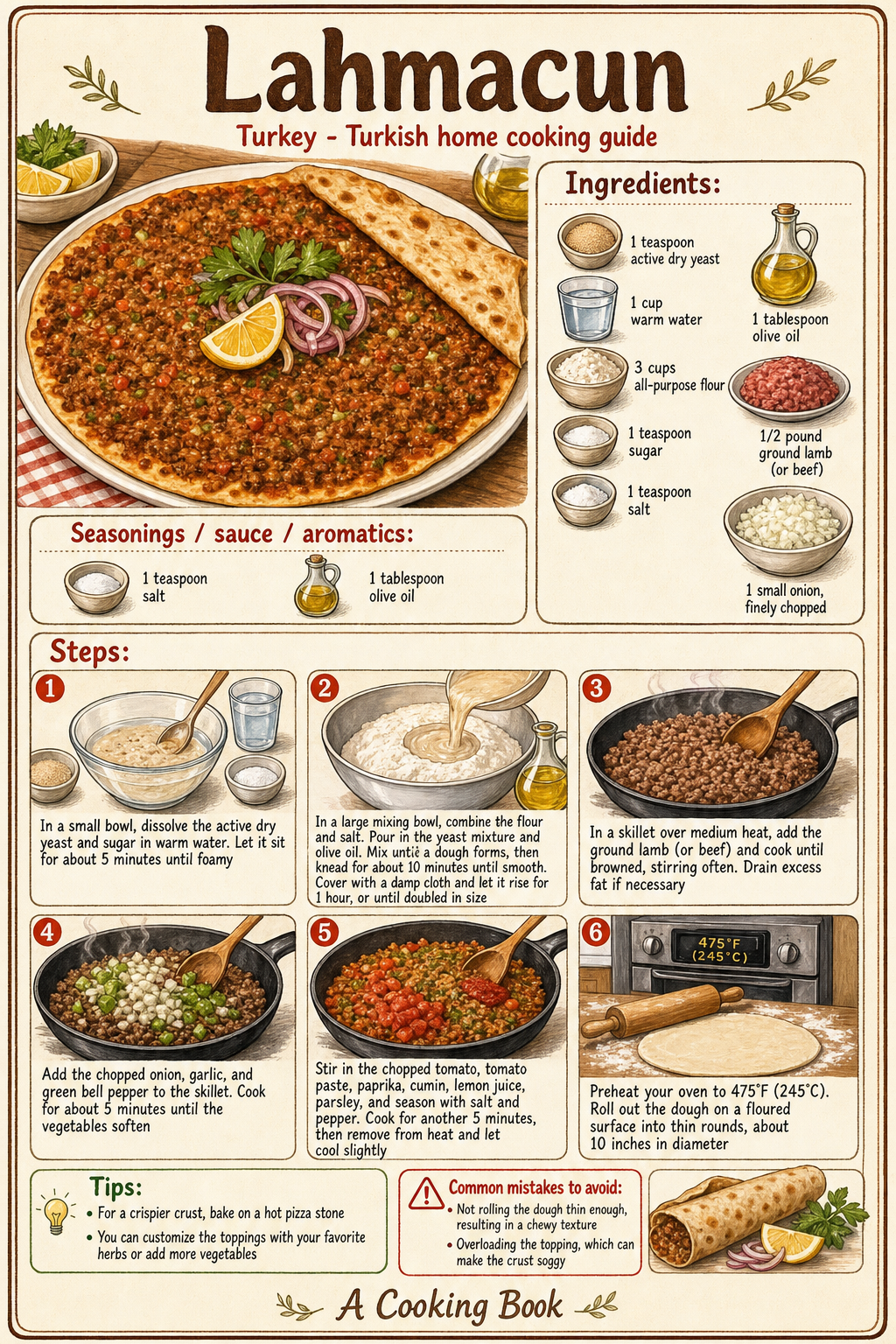 Lahmacun illustrated step-by-step cooking guide
