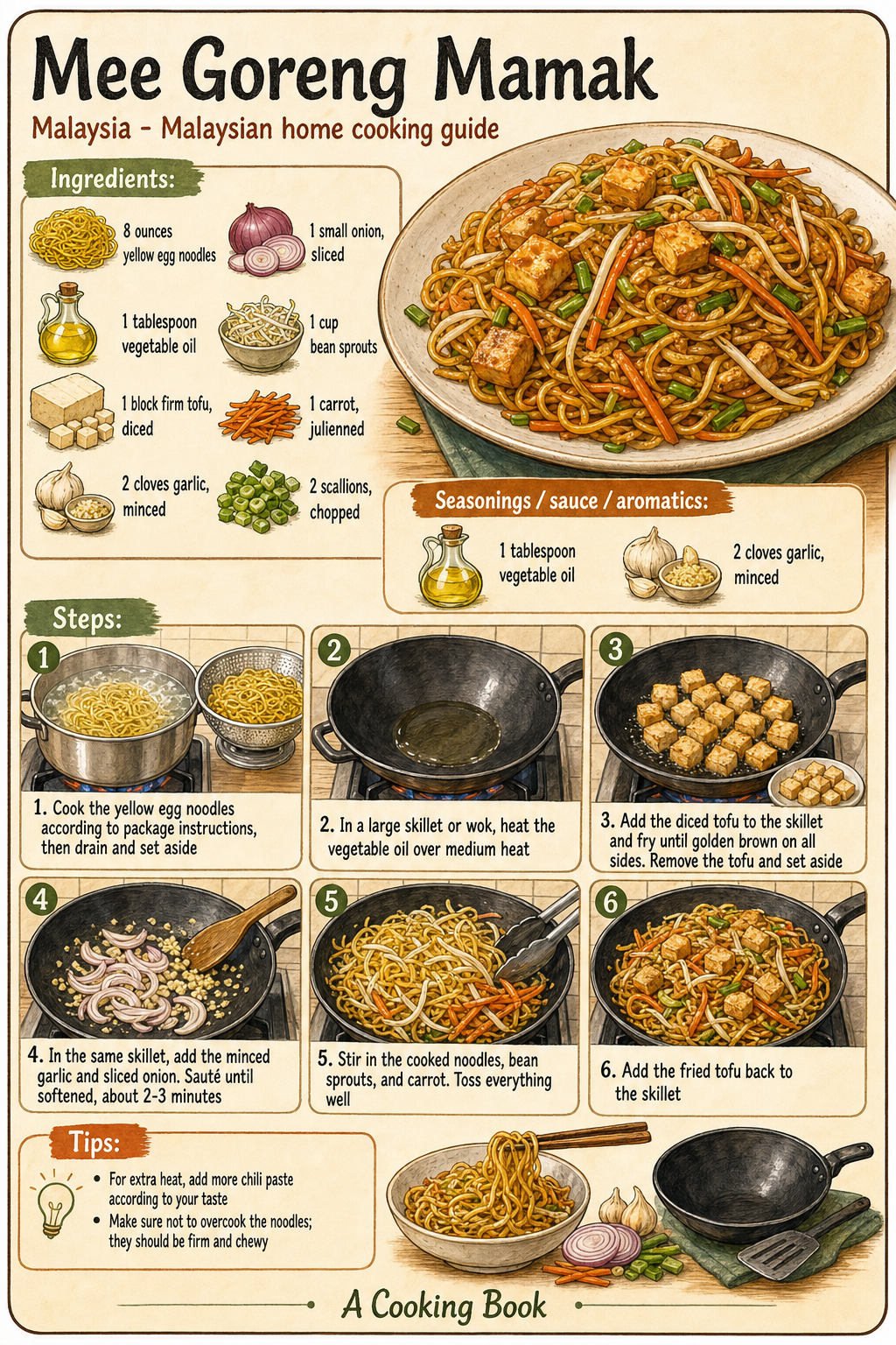 Mee Goreng Mamak illustrated step-by-step cooking guide