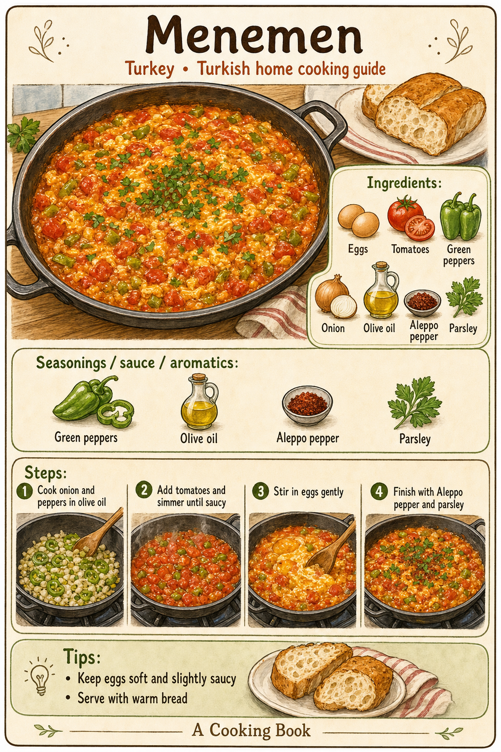 Menemen illustrated step-by-step cooking guide