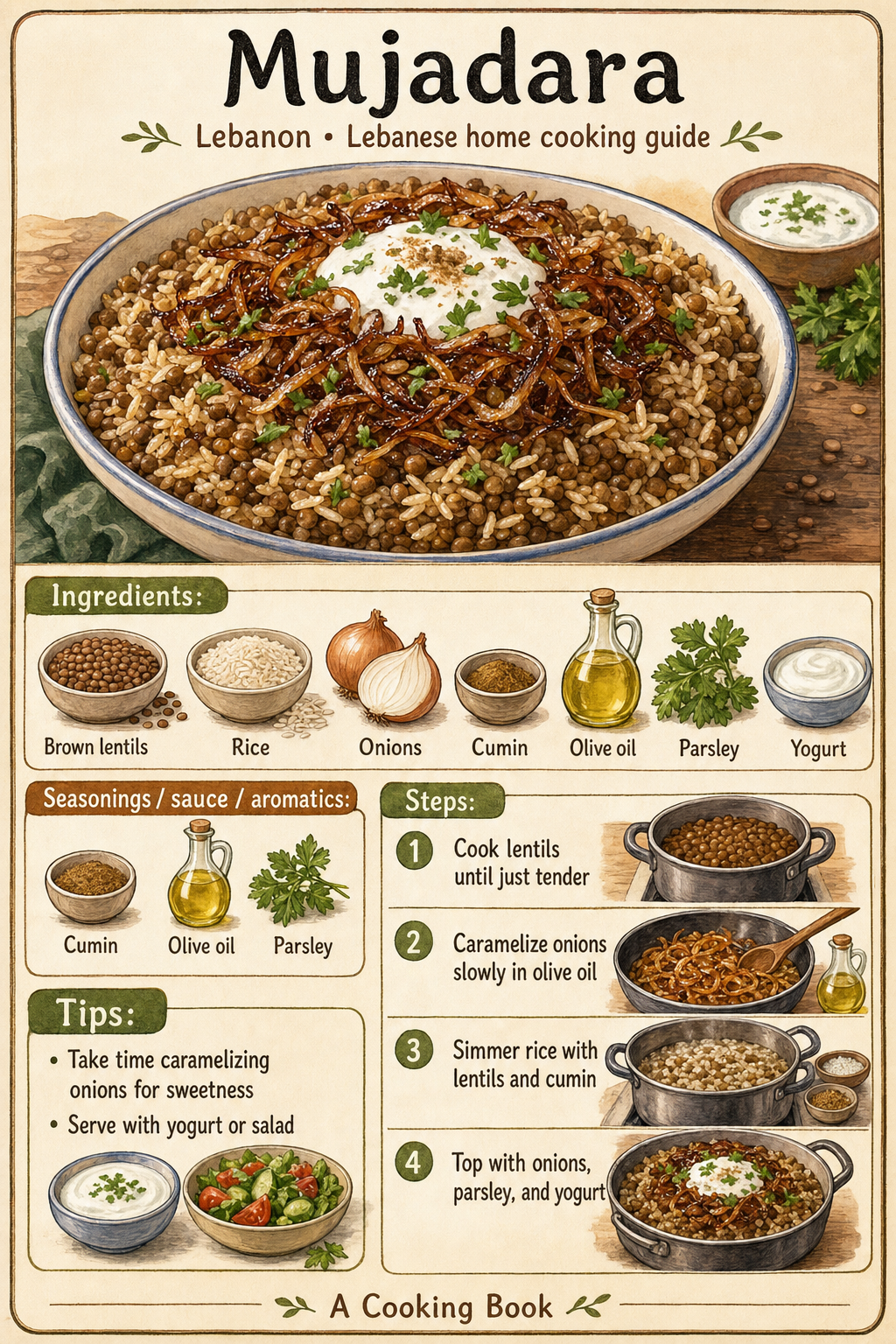 Mujadara illustrated step-by-step cooking guide