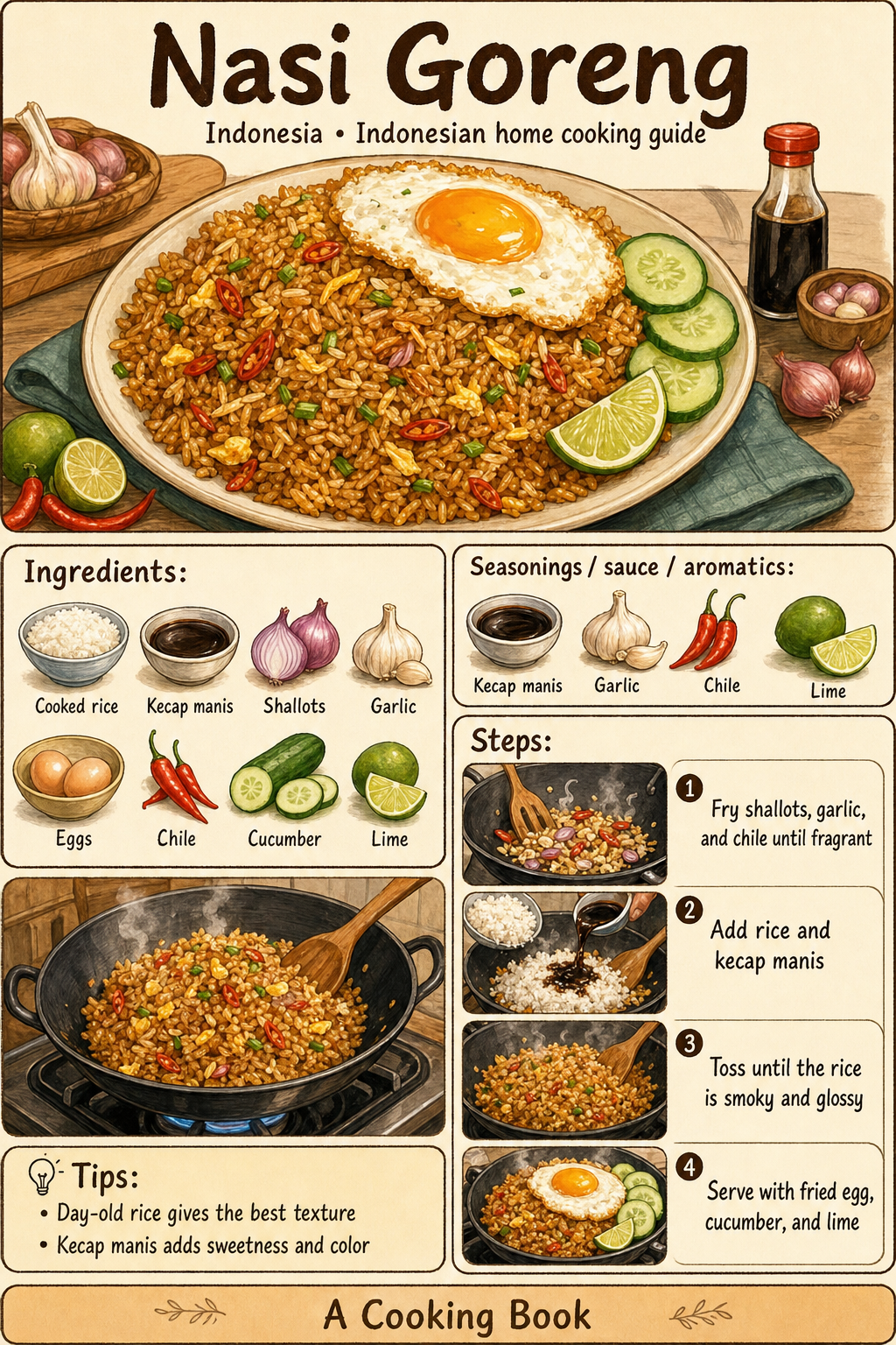 Nasi Goreng illustrated step-by-step cooking guide
