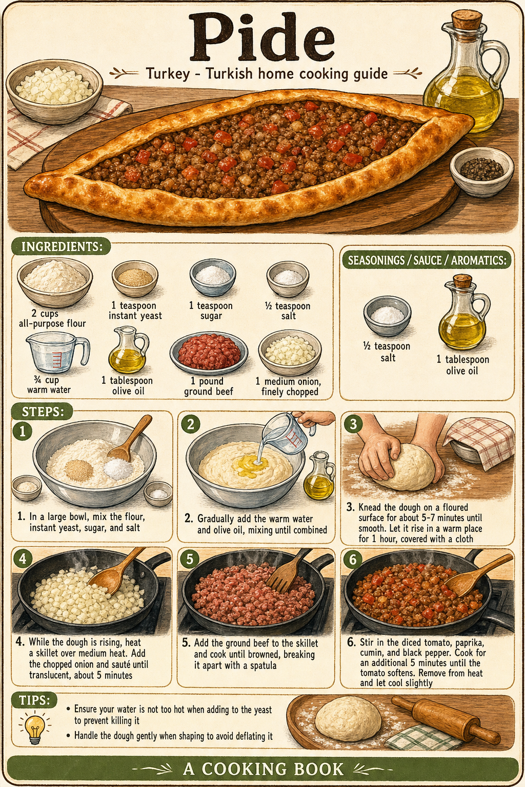 Pide illustrated step-by-step cooking guide