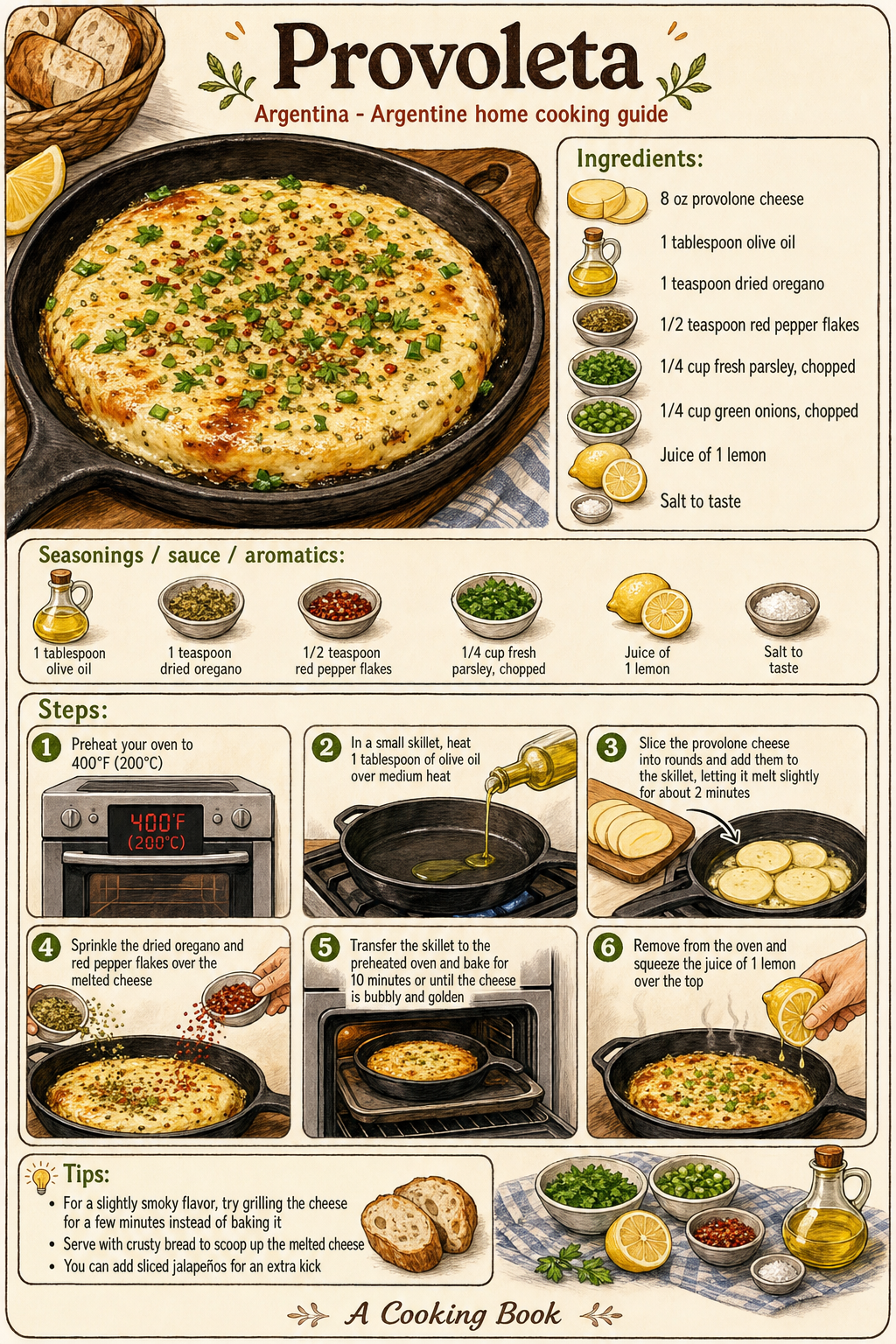 Provoleta illustrated step-by-step cooking guide