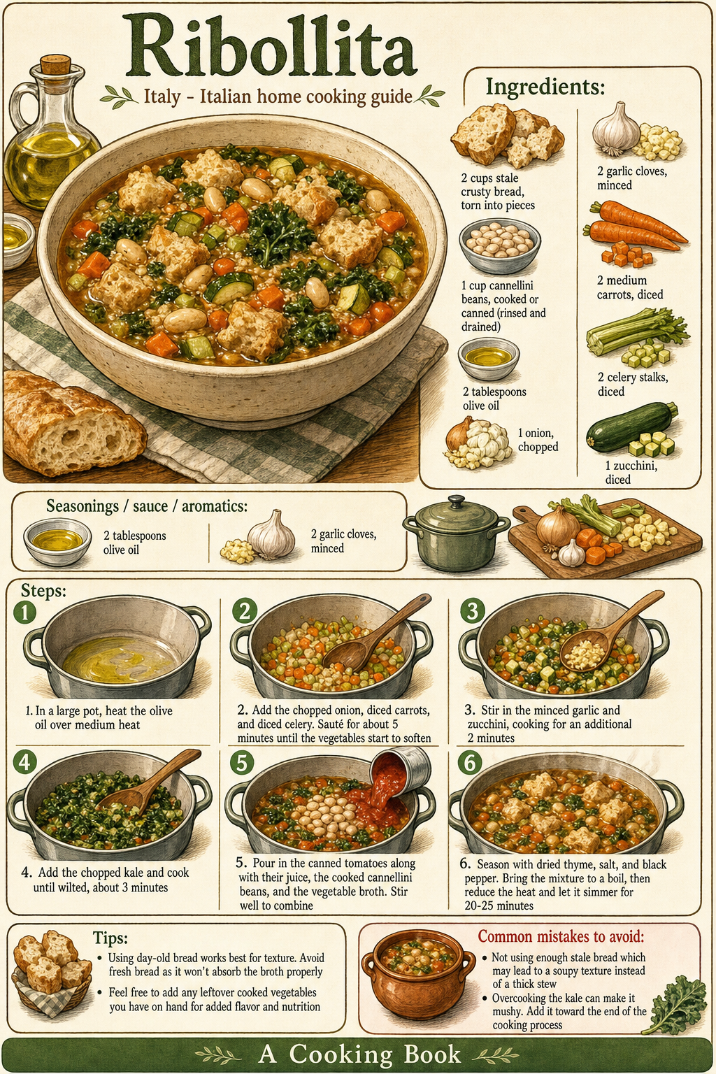 Ribollita illustrated step-by-step cooking guide