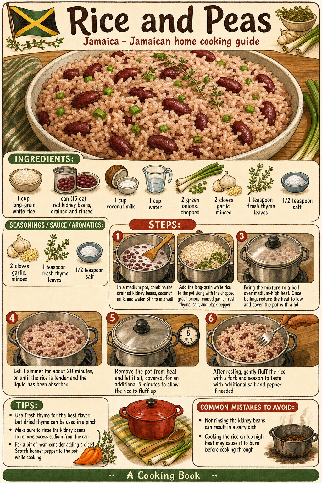 Rice and Peas illustrated step-by-step cooking guide