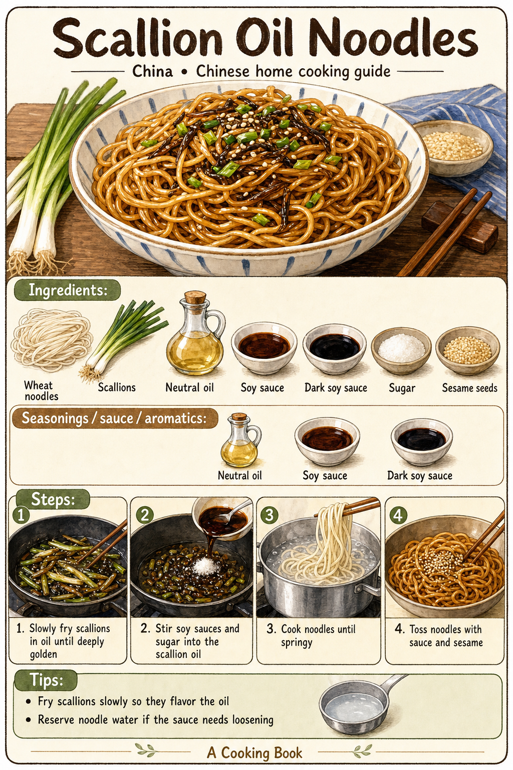 Scallion Oil Noodles illustrated step-by-step cooking guide