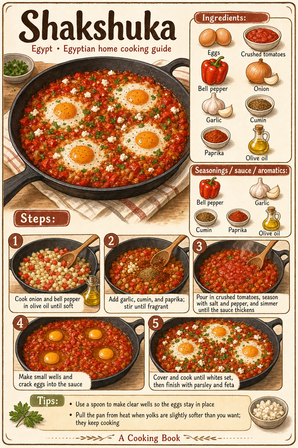 Shakshuka illustrated step-by-step cooking guide
