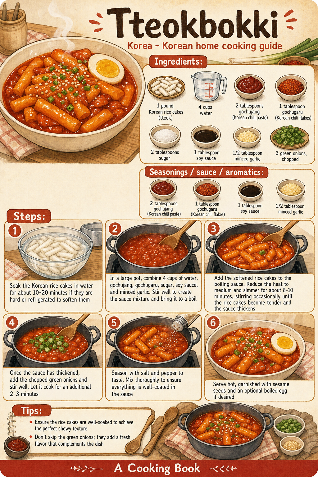 Tteokbokki illustrated step-by-step cooking guide