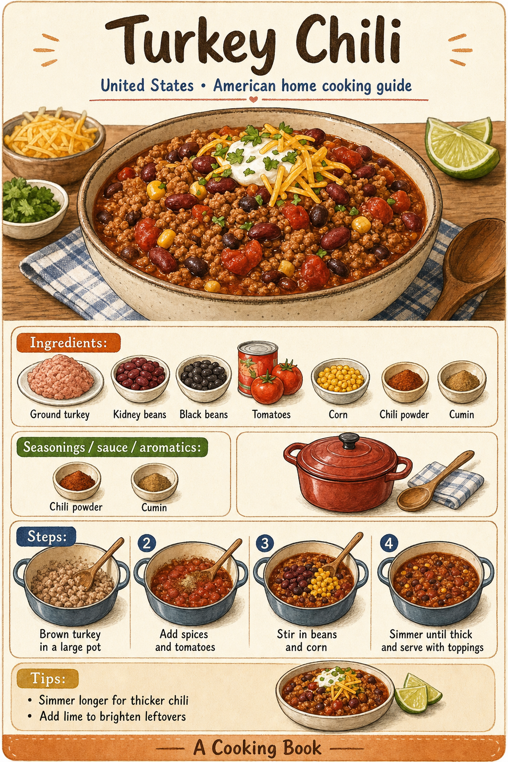 Turkey Chili illustrated step-by-step cooking guide