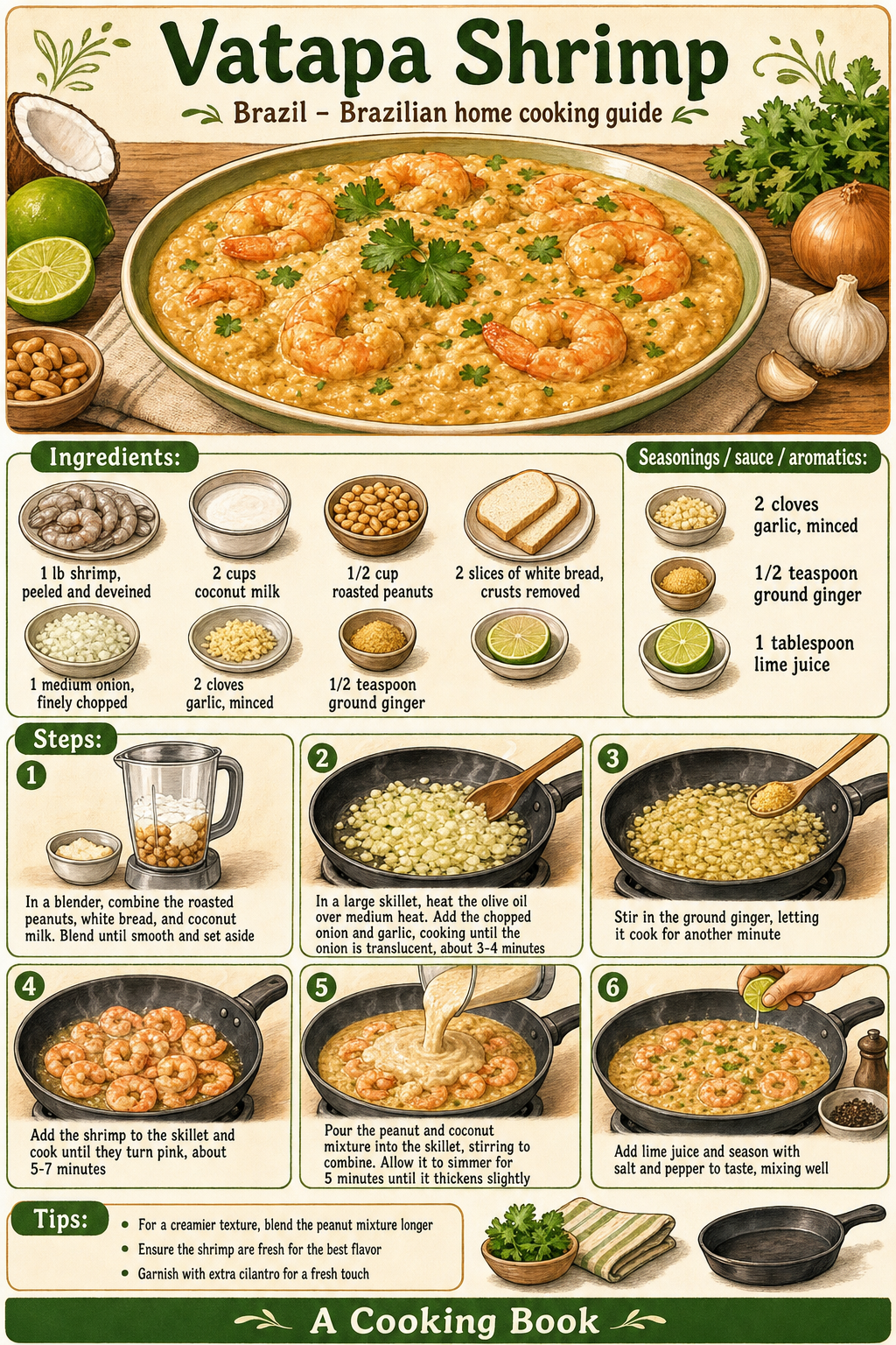 Vatapa Shrimp illustrated step-by-step cooking guide