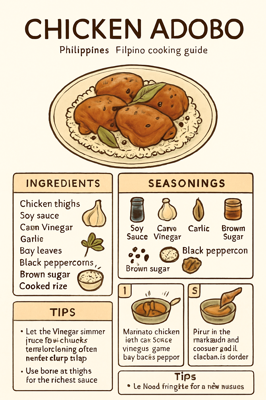 Chicken Adobo illustrated recipe card