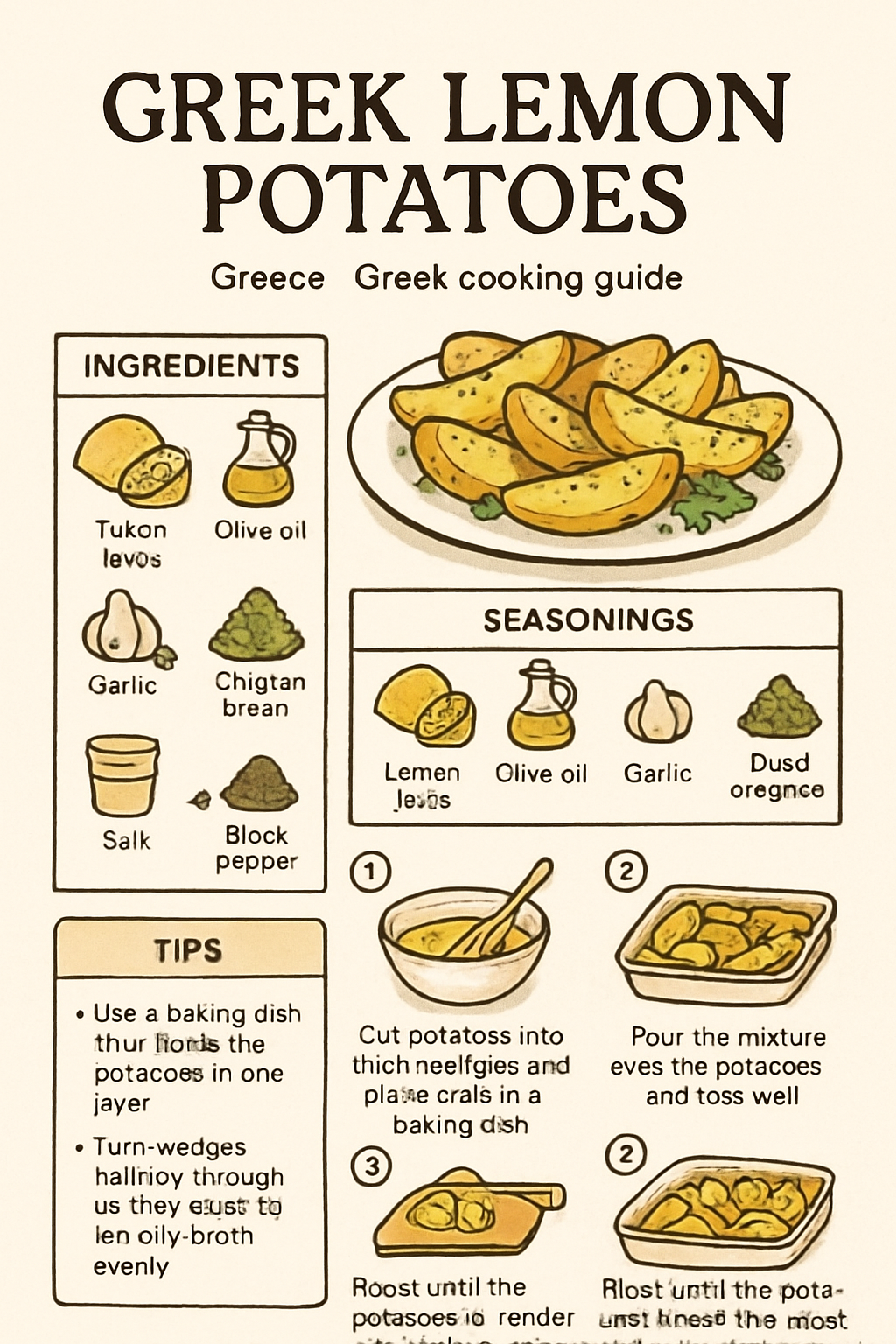 Greek Lemon Potatoes illustrated recipe card