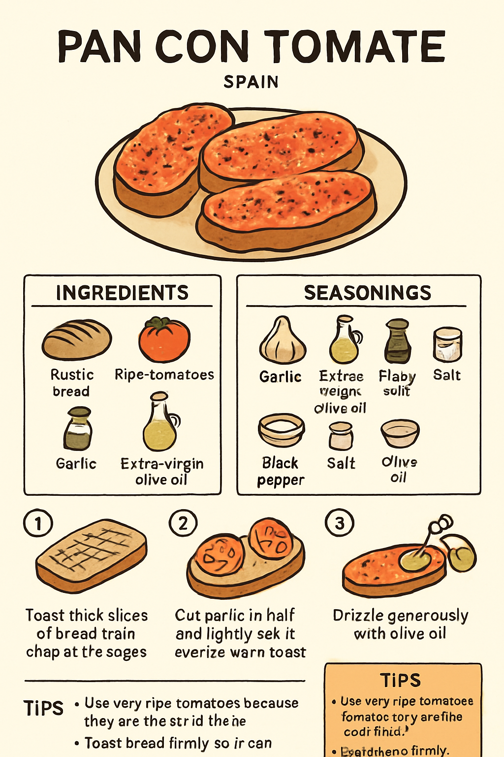 Pan con Tomate illustrated recipe card