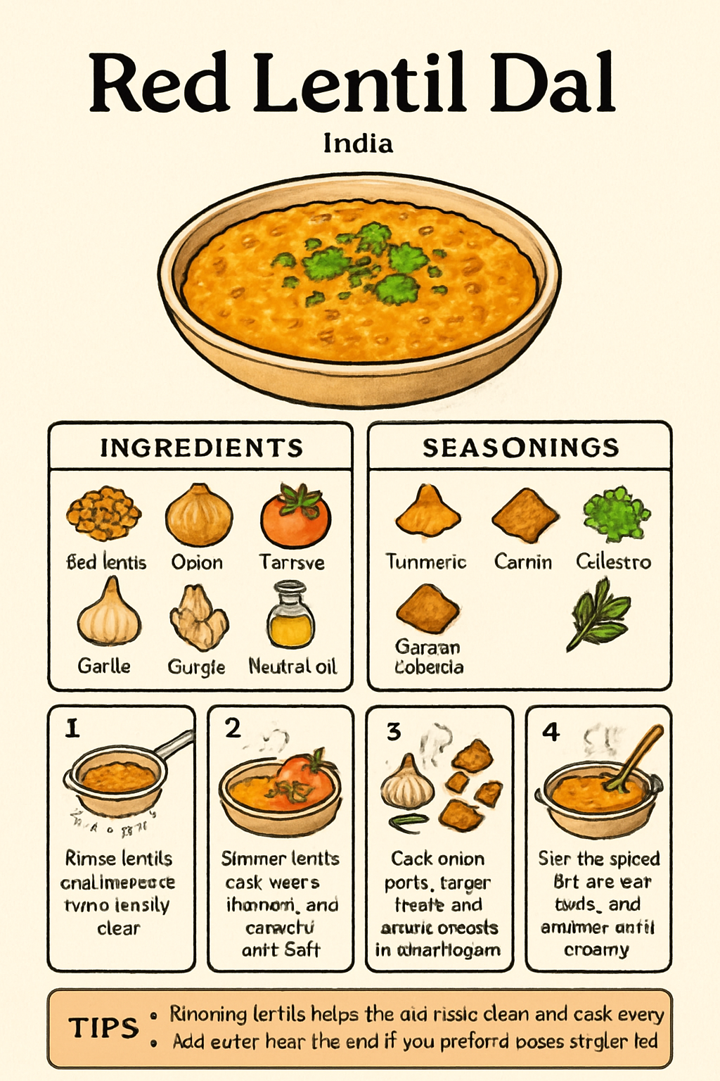 Red Lentil Dal illustrated recipe card