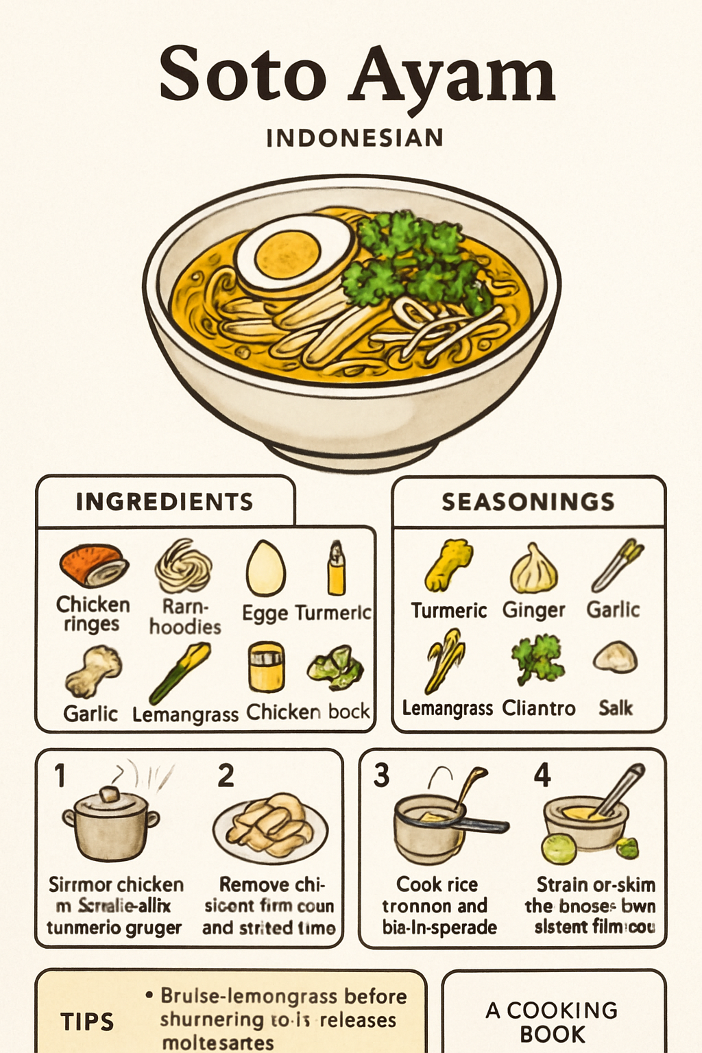Soto Ayam illustrated recipe card
