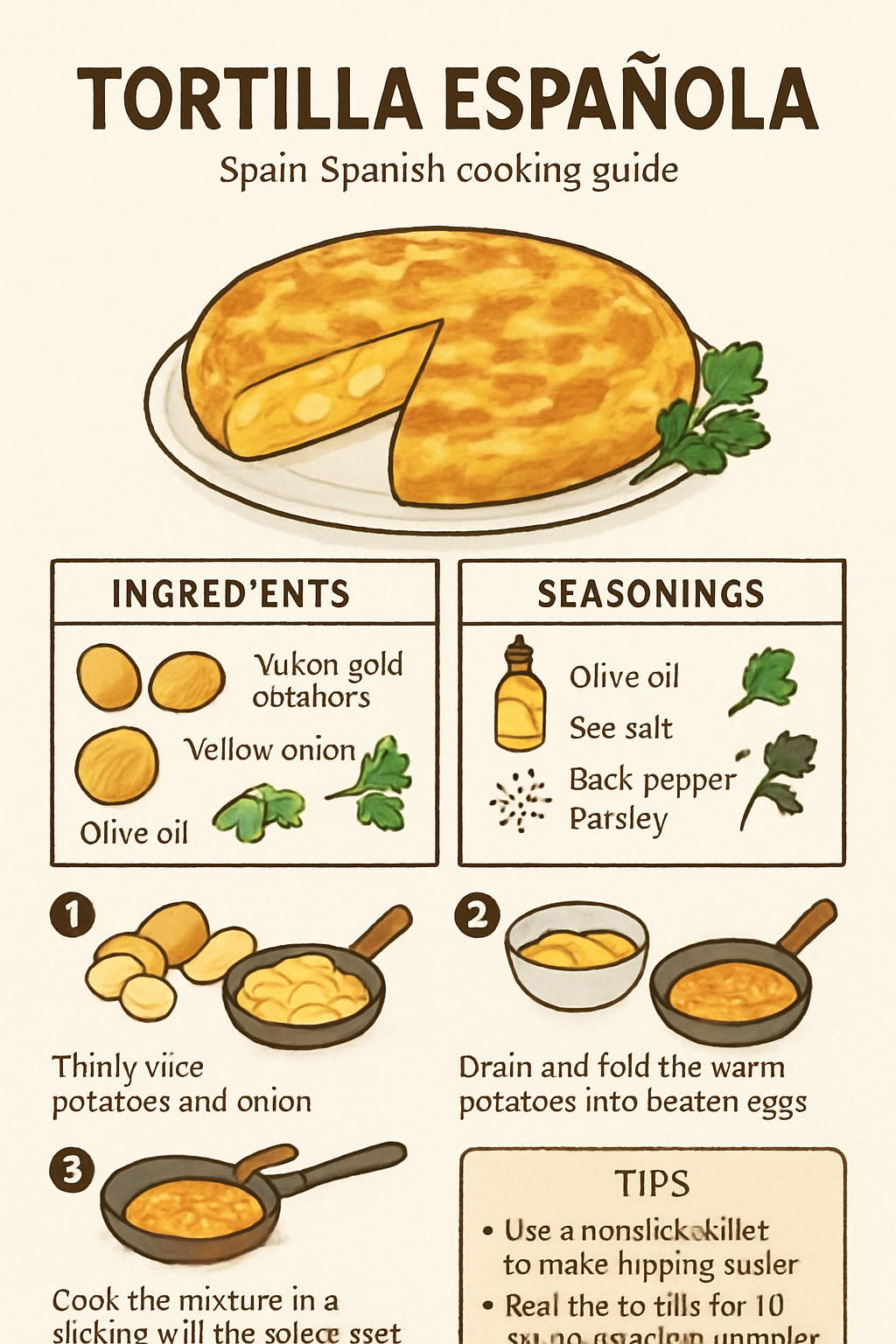 Tortilla Espanola illustrated recipe card